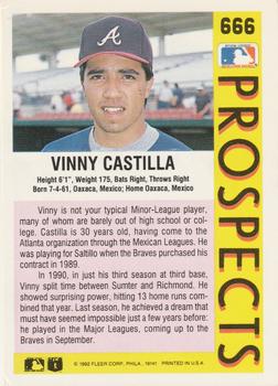 1992 Fleer #666 Vinny Castilla Back
