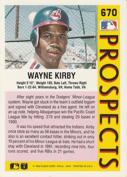 1992 Fleer #670 Wayne Kirby Back