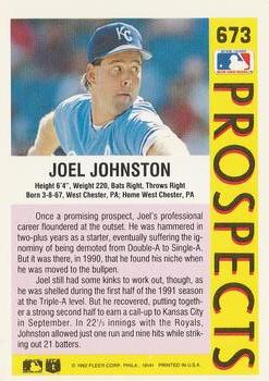 1992 Fleer #673 Joel Johnston Back