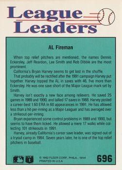 1992 Fleer #696 Bryan Harvey Back