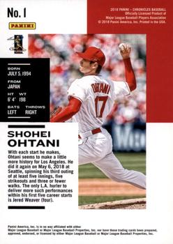 2018 Panini Chronicles - Press Proof #1 Shohei Ohtani Back