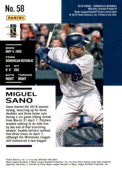 2018 Panini Chronicles - Press Proof #58 Miguel Sano Back