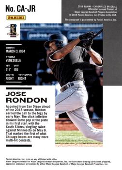 2018 Panini Chronicles - Chronicles Autographs #CA-JR Jose Rondon Back