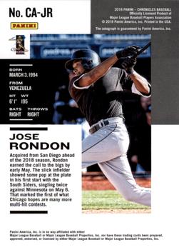 2018 Panini Chronicles - Chronicles Autographs Red #CA-JR Jose Rondon Back