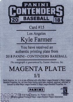2018 Panini Chronicles - Contenders Tickets Printing Plates Magenta #15 Kyle Farmer Back