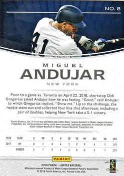 2018 Panini Chronicles - Limited #8 Miguel Andujar Back
