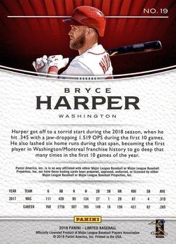 2018 Panini Chronicles - Limited #19 Bryce Harper Back
