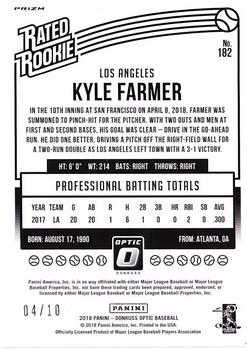 2018 Panini Chronicles - Optic Rated Rookies Gold #182 Kyle Farmer Back