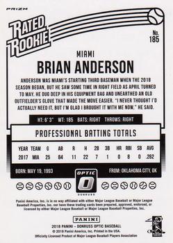 2018 Panini Chronicles - Optic Rated Rookies Prizm #185 Brian Anderson Back