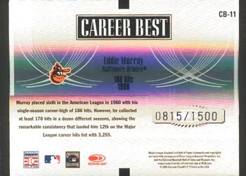 2005 Donruss Elite - Career Best #CB-11 Eddie Murray Back