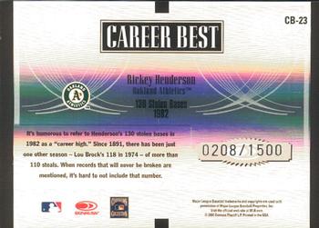2005 Donruss Elite - Career Best #CB-23 Rickey Henderson Back