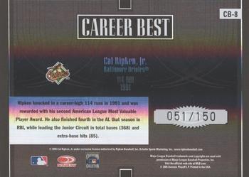 2005 Donruss Elite - Career Best Black #CB-8 Cal Ripken, Jr. Back
