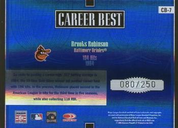 2005 Donruss Elite - Career Best Blue #CB-7 Brooks Robinson Back