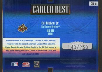 2005 Donruss Elite - Career Best Blue #CB-8 Cal Ripken, Jr. Back