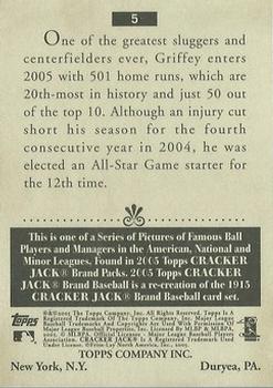 2005 Topps Cracker Jack #5 Ken Griffey Jr. Back