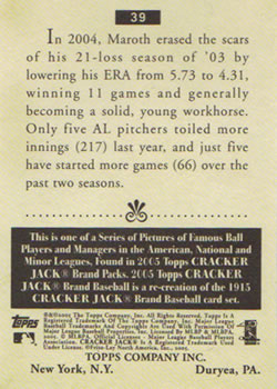 2005 Topps Cracker Jack #39 Mike Maroth Back