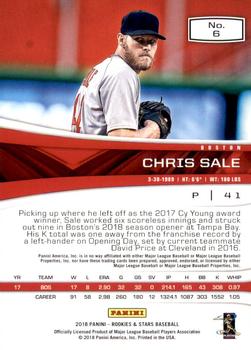 2018 Panini Chronicles - Rookies and Stars Holo Silver #6 Chris Sale Back