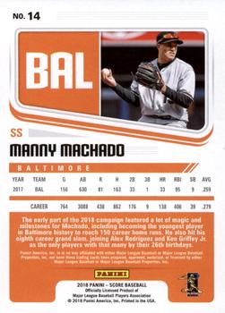 2018 Panini Chronicles - Score Press Proof #14 Manny Machado Back