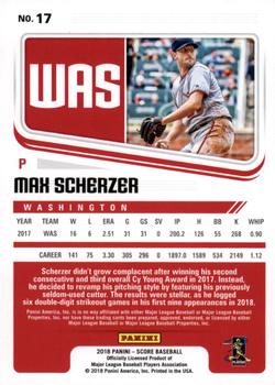2018 Panini Chronicles - Score Press Proof #17 Max Scherzer Back