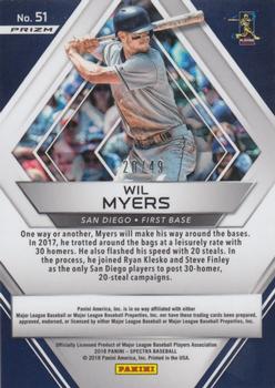 2018 Panini Chronicles - Spectra Neon Green #51 Wil Myers Back