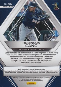 2018 Panini Chronicles - Spectra Neon Pink #96 Robinson Cano Back
