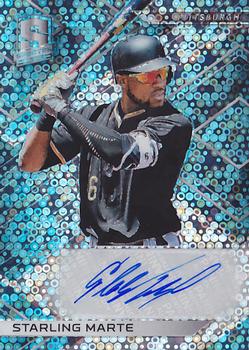 2018 Panini Chronicles - Spectra Signatures Neon Blue #SS-SM Starling Marte Front