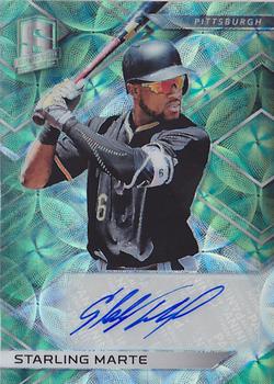 2018 Panini Chronicles - Spectra Signatures Neon Green #SS-SM Starling Marte Front