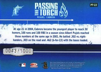 2005 Donruss Elite - Passing the Torch #PT-22 Miguel Cabrera Back