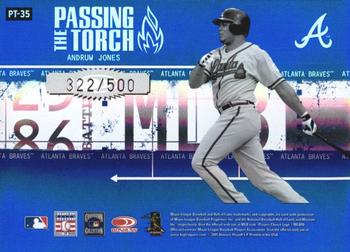 2005 Donruss Elite - Passing the Torch #PT-35 Willie Mays / Andruw Jones Back