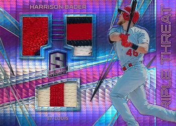 2018 Panini Chronicles - Triple Threat Materials Neon Pink #TTM-HB Harrison Bader Front