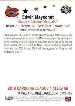 2018 Choice Carolina League All-Stars #25 Edwin Maysonet Back