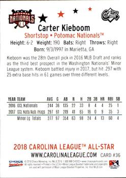 2018 Choice Carolina League All-Stars #36 Carter Kieboom Back