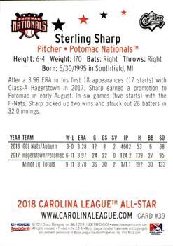 2018 Choice Carolina League All-Stars #39 Sterling Sharp Back