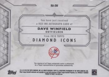 2018 Topps Diamond Icons - Red Ink Autographs #RIA-DW Dave Winfield Back