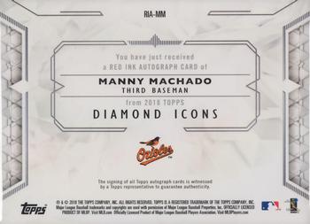 2018 Topps Diamond Icons - Red Ink Autographs #RIA-MM Manny Machado Back