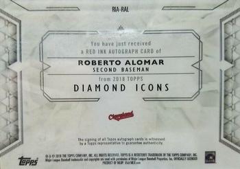 2018 Topps Diamond Icons - Red Ink Autographs Purple #RIA-RAL Roberto Alomar Back