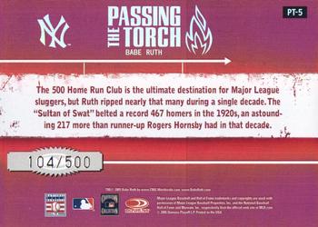 2005 Donruss Elite - Passing the Torch Red #PT-5 Babe Ruth Back