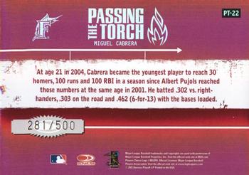 2005 Donruss Elite - Passing the Torch Red #PT-22 Miguel Cabrera Back