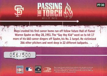 2005 Donruss Elite - Passing the Torch Red #PT-30 Willie Mays Back