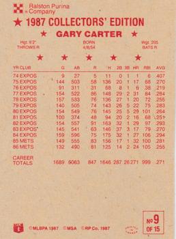 1987 Ralston Purina - Collectors' Sheet Singles #9 Gary Carter Back