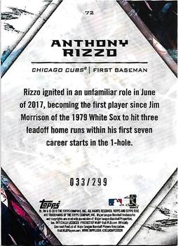 2018 Topps Fire - Orange #72 Anthony Rizzo Back