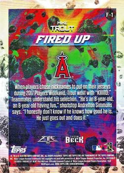 2018 Topps Fire - Fired Up #F-1 Mike Trout Back
