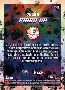 2018 Topps Fire - Fired Up #F-10 Aaron Judge Back