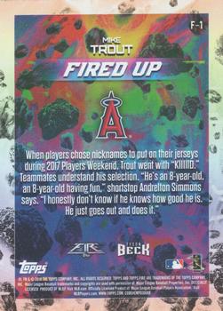 2018 Topps Fire - Fired Up Blue Chip #F-1 Mike Trout Back