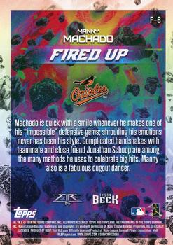 2018 Topps Fire - Fired Up Blue Chip #F-6 Manny Machado Back