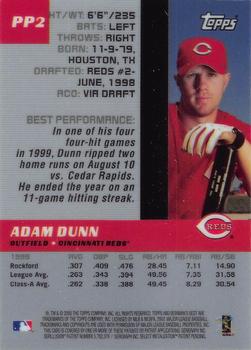 2000 Bowman's Best - Pre-Production #PP2 Adam Dunn Back