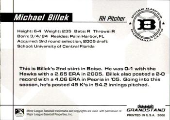 2006 Grandstand Boise Hawks #5 Michael Billek Back