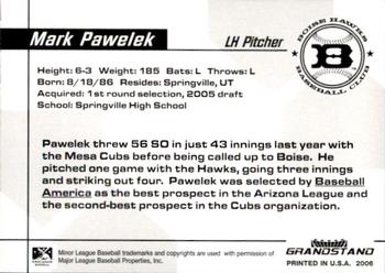 2006 Grandstand Boise Hawks #10 Mark Pawelek Back