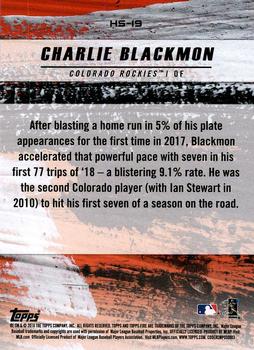 2018 Topps Fire - Hot Starts Blue Chip #HS-19 Charlie Blackmon Back