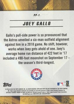 2018 Topps Fire - Power Producers Gold Minted #PP-1 Joey Gallo Back